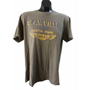 Spamville Austin Minnesota Graphic Tee Olive Green Next Level Size M
